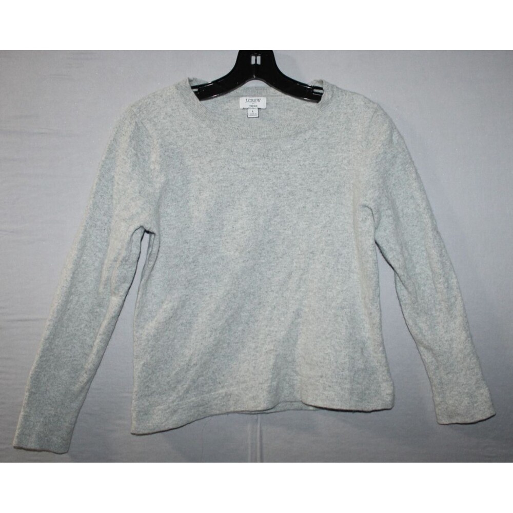 J.Crew Teddie Wool Blend Sweater- Women's Large Gray Crewneck Pullover Classic